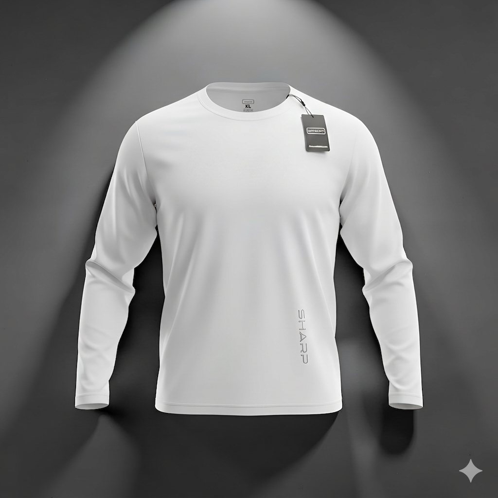Sharp Ultra Fit Long Sleeve Shirt Side Logo - White
