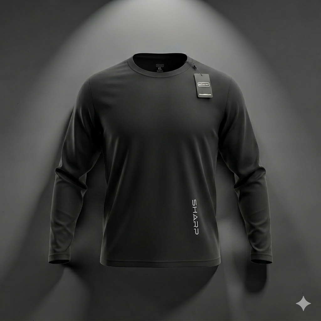 Sharp Ultra Fit Long Sleeve Shirt Side Logo - Black