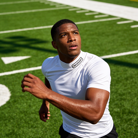 Adult Short Sleeve Mock Neck Compression Shirt - White
