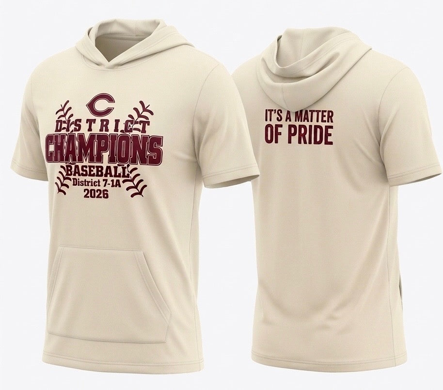 CCA Baseball District Champs T-Shirt Hoodie - Cream