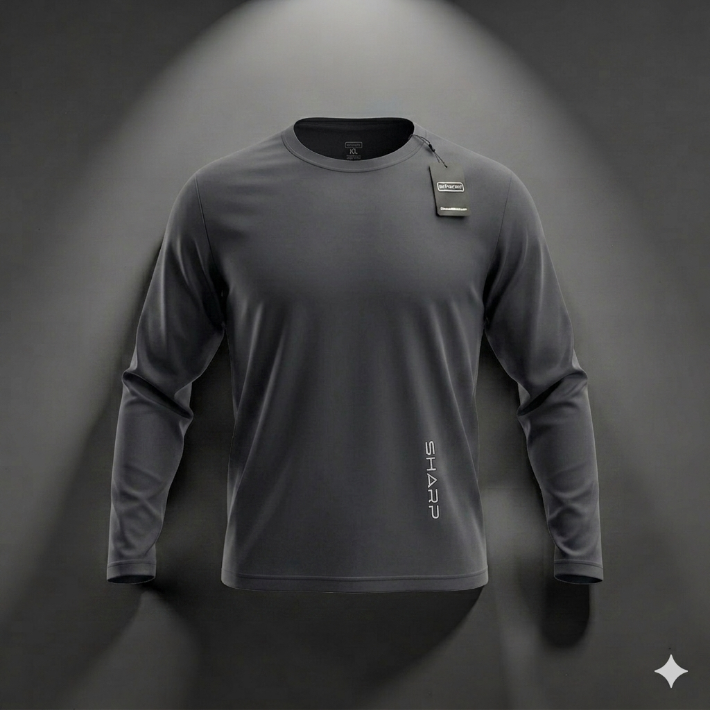 Sharp Ultra Fit Long Sleeve Shirt Side Logo - Charcoal