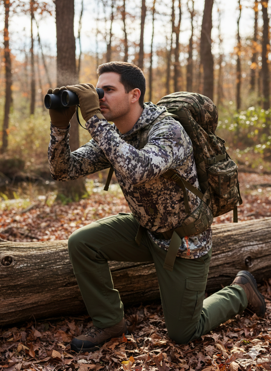 Hunter Camo Hooded Shirt With Zip Pockets