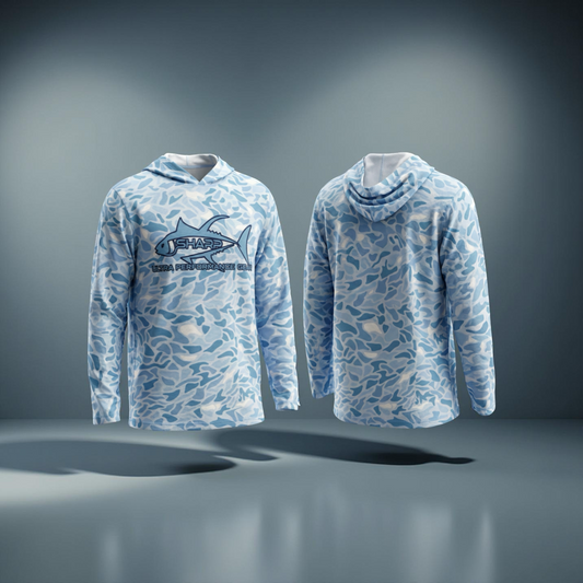 Blue Camo Hooded Fishing Shirt