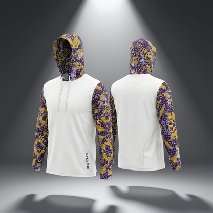Purple & Gold Camo Hooded Zip Shirt