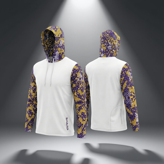 Purple & Gold Camo Hooded Zip Shirt