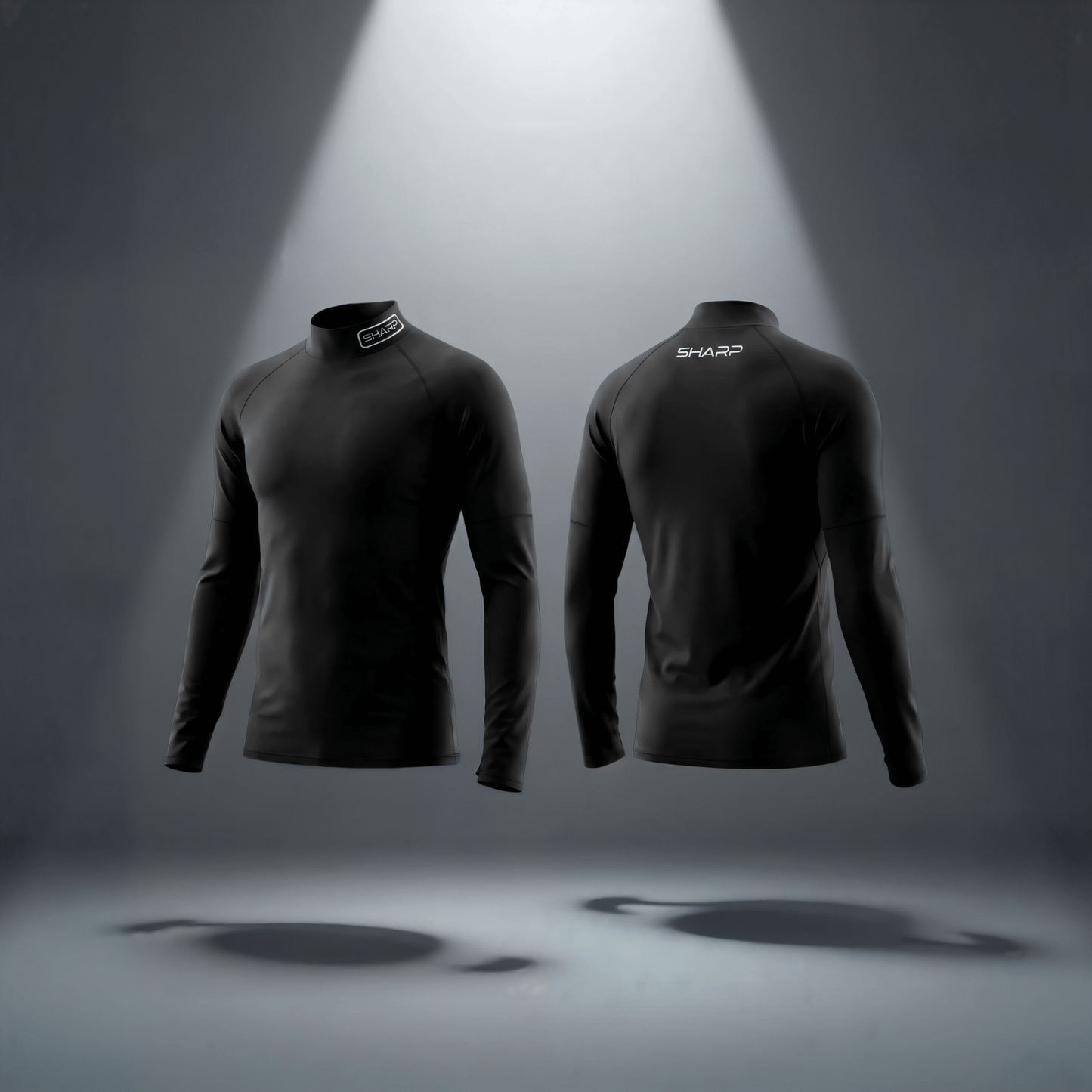 Adult Long Sleeve Mock Neck Compression - Black