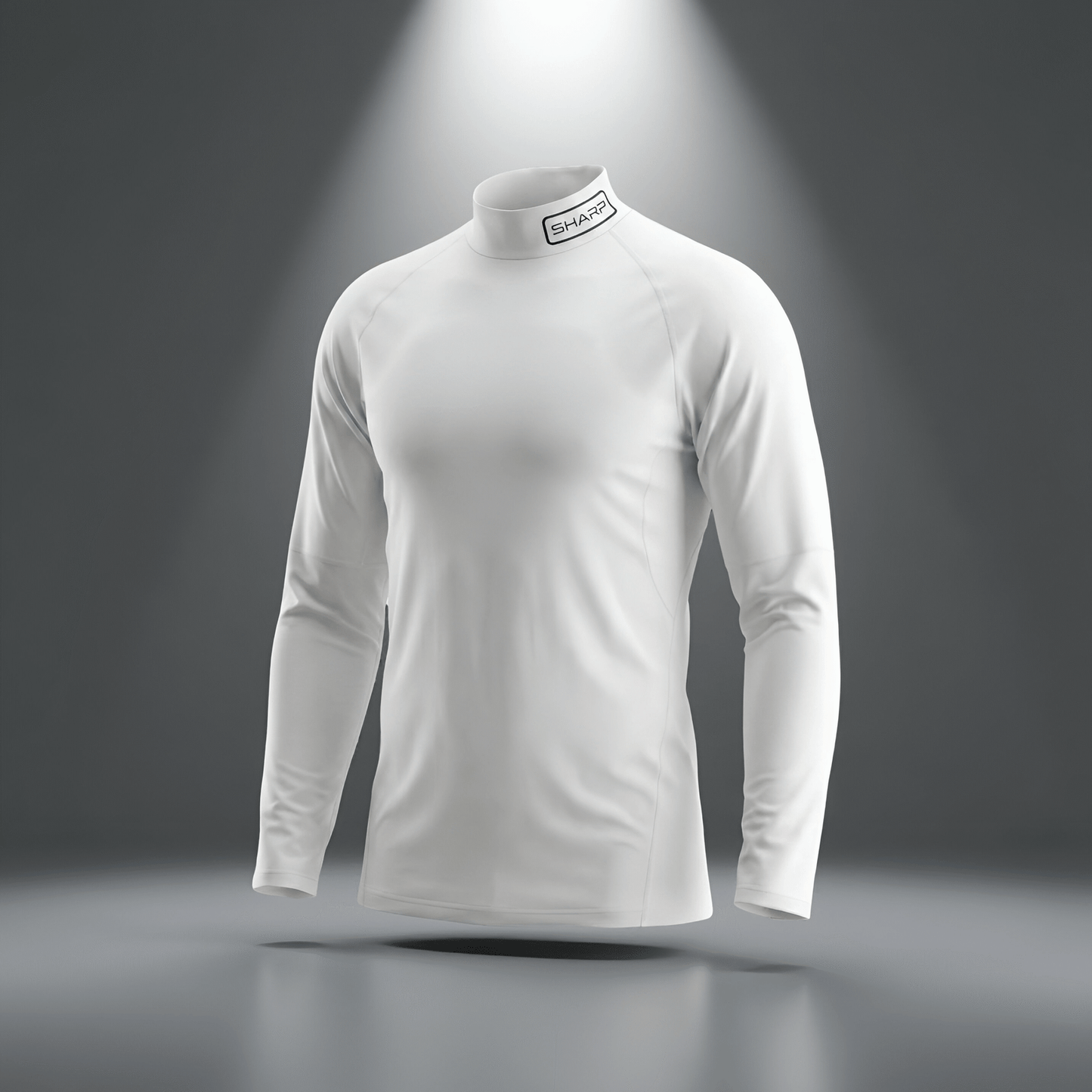 Adult Long Sleeve Mock Neck Compression - White