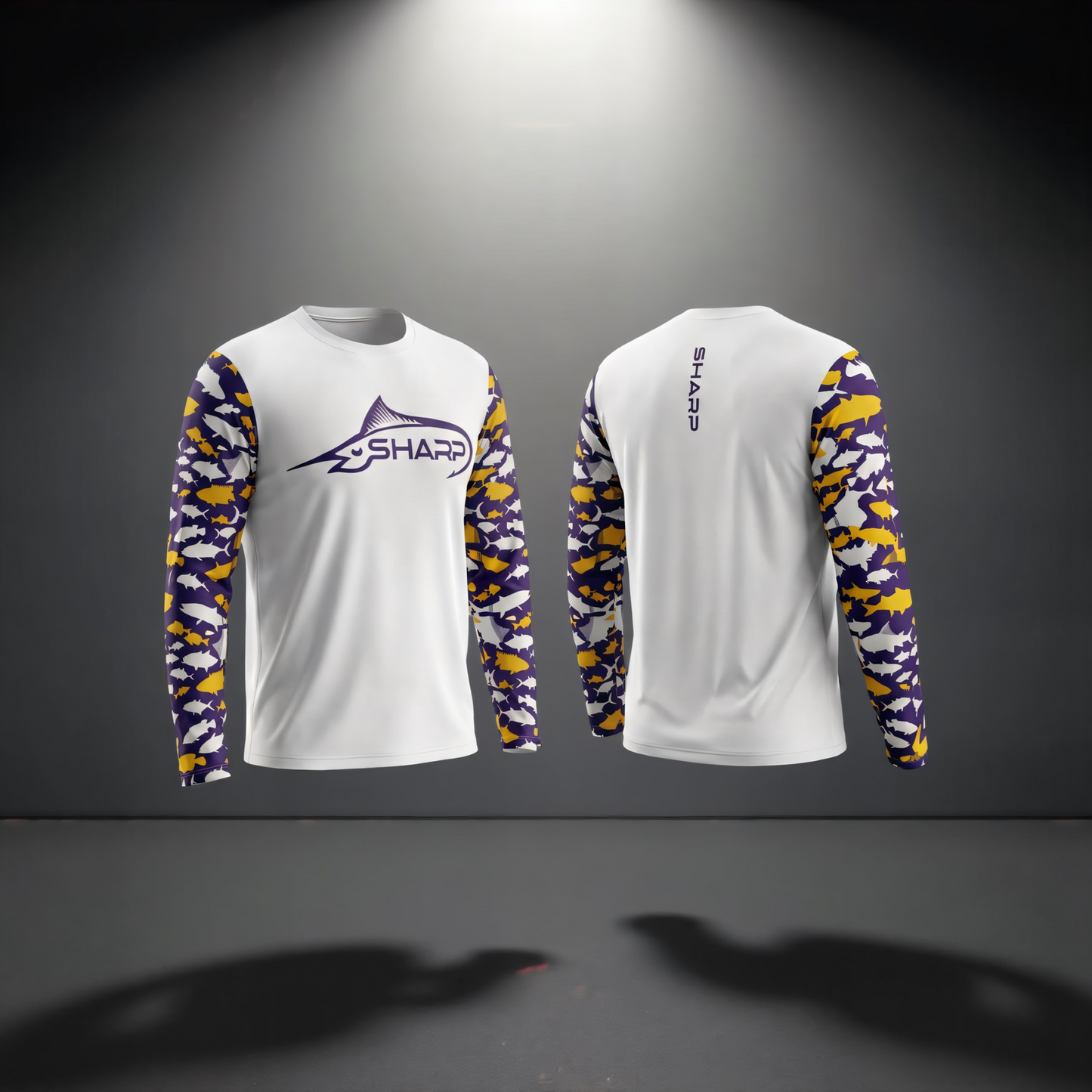 Purple & Gold No Hood Fishing Shirt