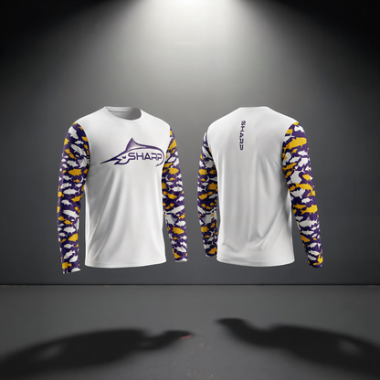 Purple & Gold No Hood Fishing Shirt