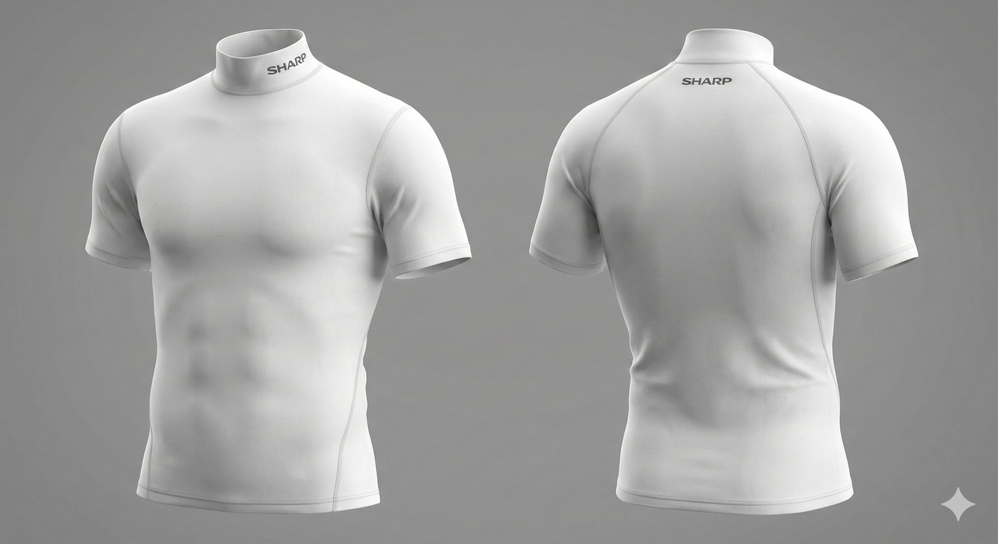 Youth Short Sleeve Mock Neck Compression Shirt - White