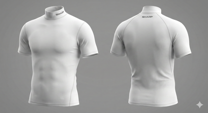 Youth Short Sleeve Mock Neck Compression Shirt - White