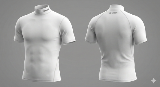 Adult Short Sleeve Mock Neck Compression Shirt - White