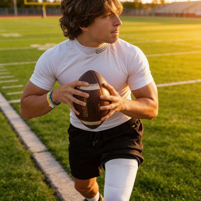 Youth Short Sleeve Mock Neck Compression Shirt - White