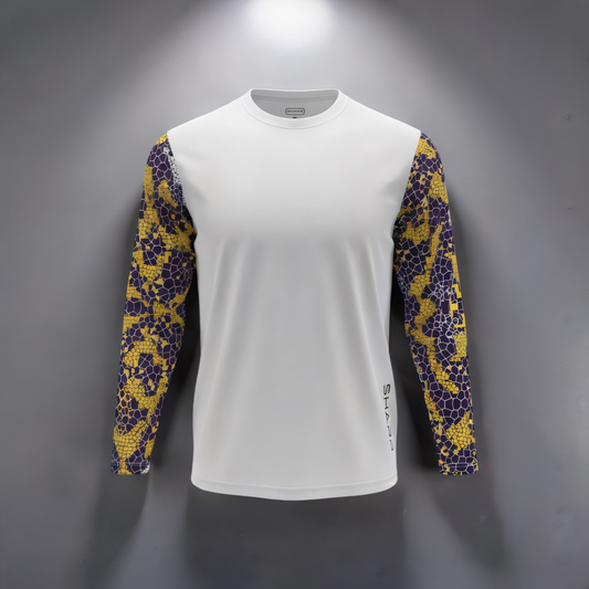 Purple & Gold Camo No Hood Zip Shirt