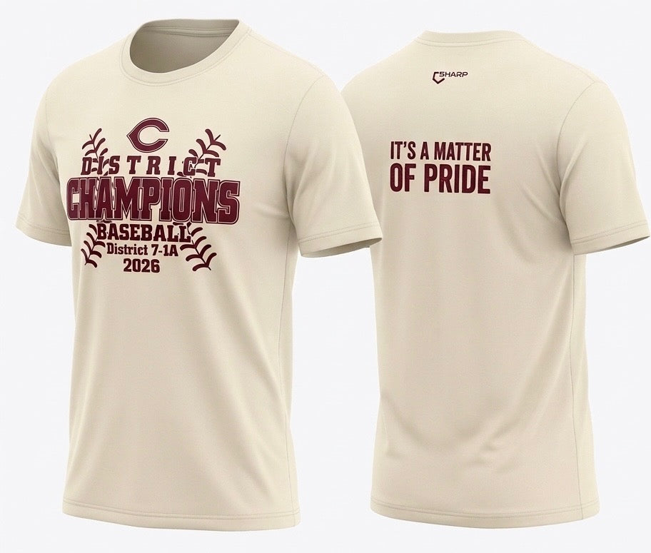 CCA Baseball District Champs T-Shirt - Cream
