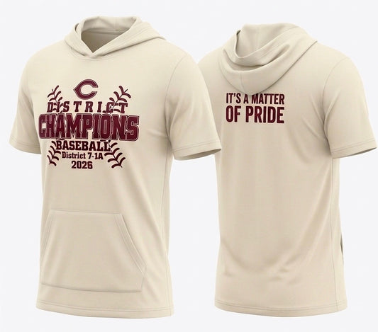 CCA Baseball District Champs T-Shirt Hoodie - Cream