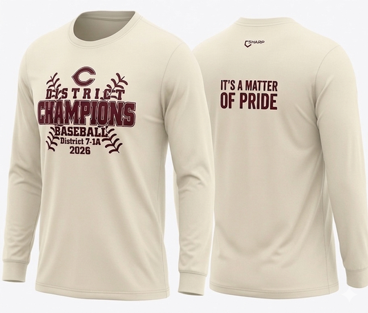 CCA Baseball District Champs Long Sleeve T-Shirt - Cream