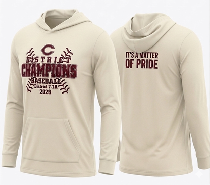 CCA Baseball District Champs Sweat Shirt Hoodie - Cream