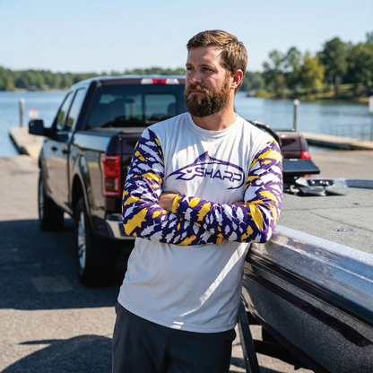 Purple & Gold No Hood Fishing Shirt