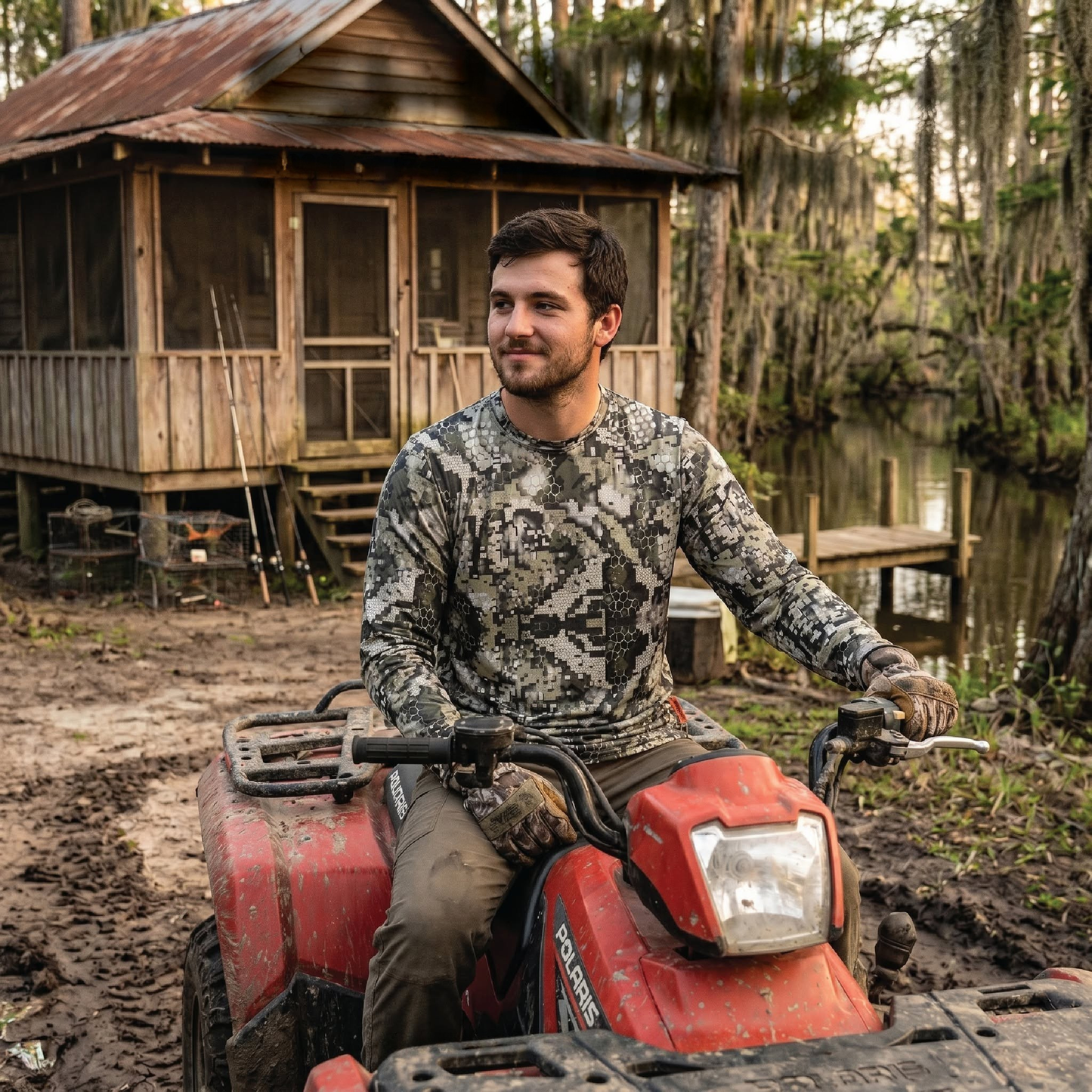 Hunter Camo No Hood Shirt With Zip Pockets